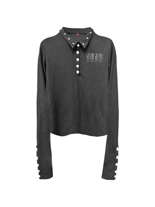 [DETW] 25AW Letter Print Polo Shirt