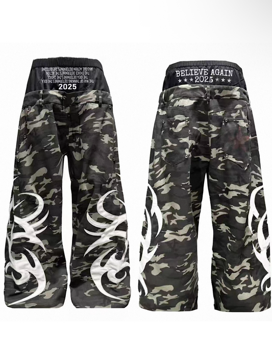 [DETW] Camouflage Double Waistband Boxing Pants