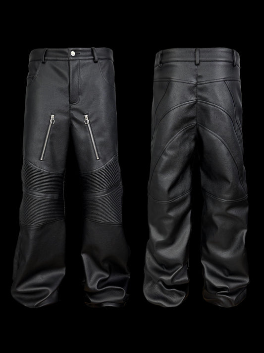 [99CLUB] American Hip-Hop Faux Leather Pants