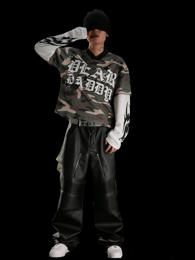 [99CLUB] American Hip-Hop Faux Leather Pants