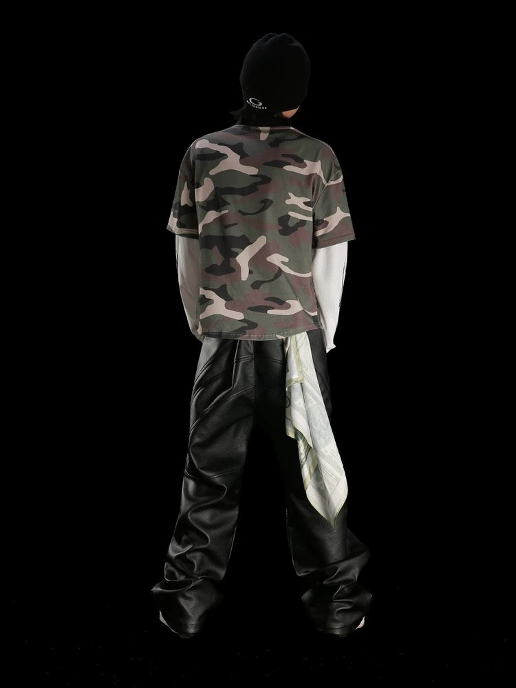 [99CLUB] American Hip-Hop Faux Leather Pants