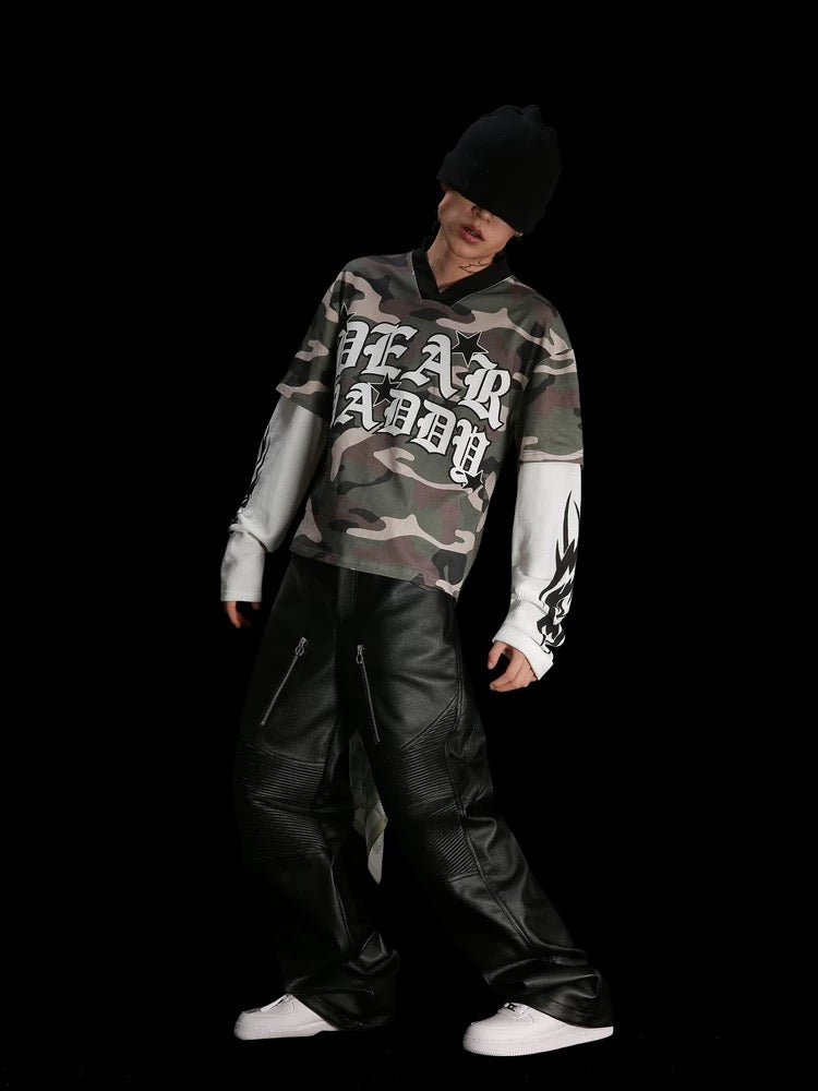 [99CLUB] American Hip-Hop Faux Leather Pants