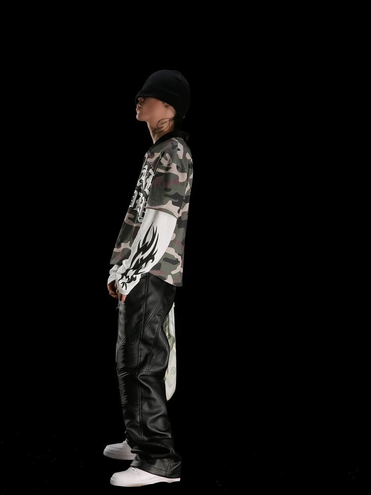 [99CLUB] American Hip-Hop Faux Leather Pants