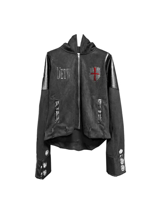 [DETW] Black Dark Hooded Zipper Jacket