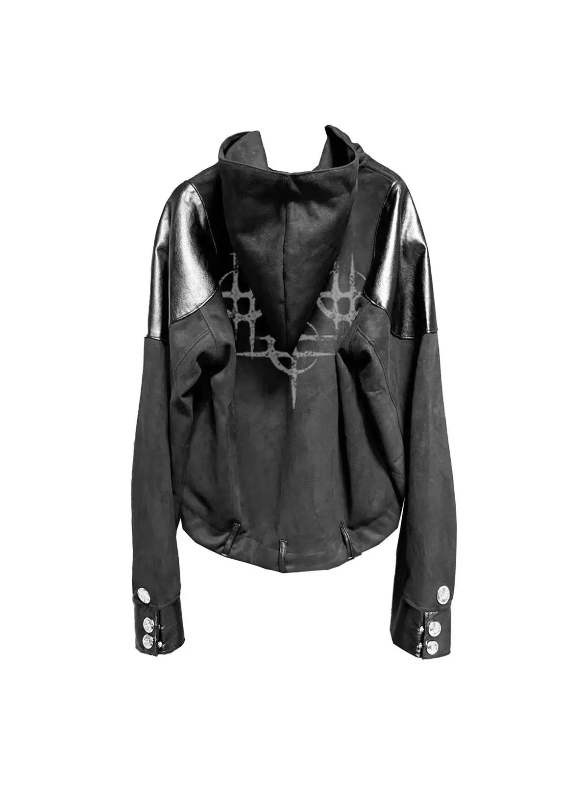 [DETW] Black Dark Hooded Zipper Jacket