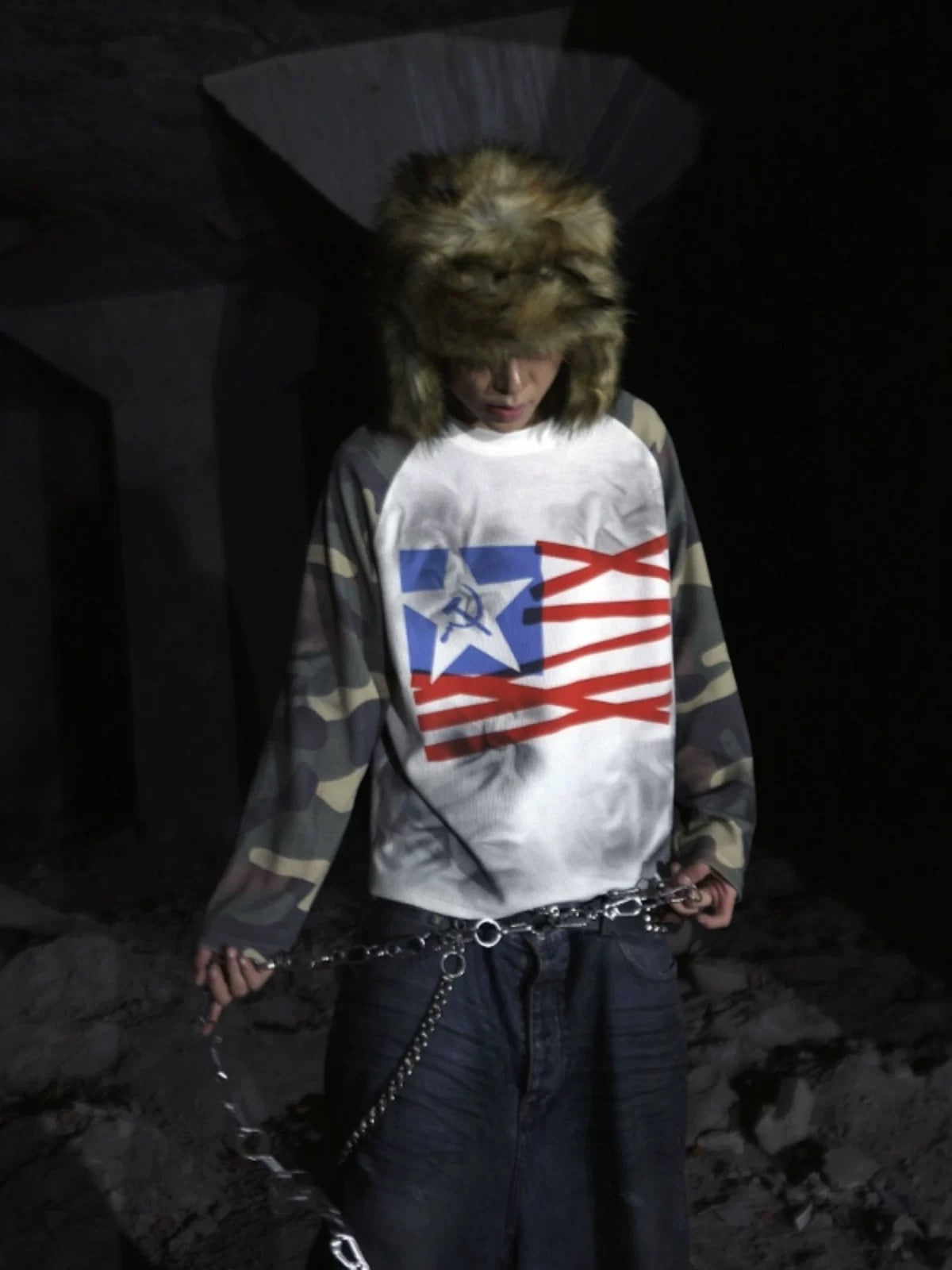 [99CLUB] Camouflage Long Sleeve Tee