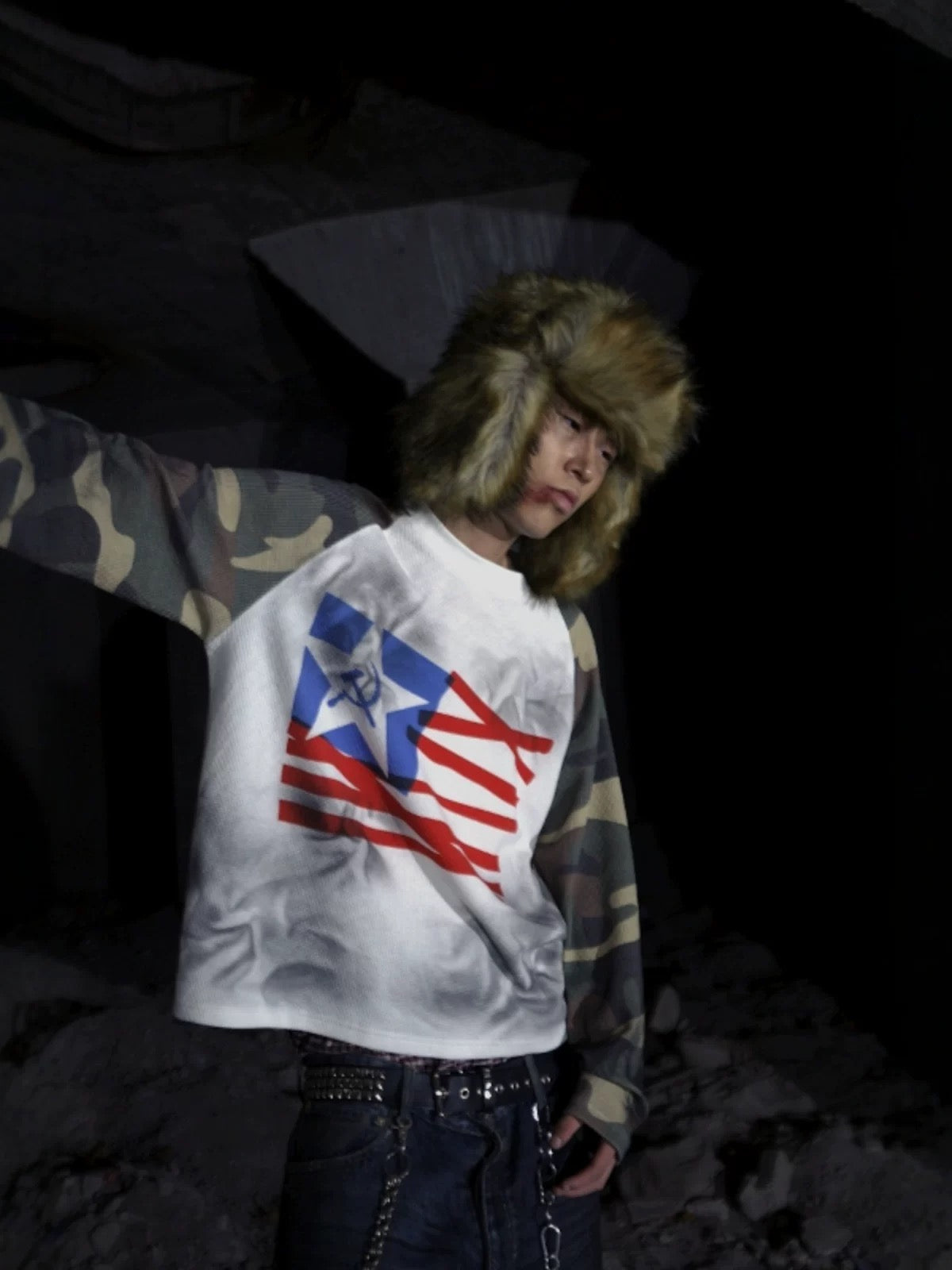 [99CLUB] Camouflage Long Sleeve Tee