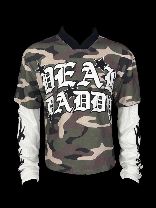 [99CLUB] Camouflage Interesting Slogan Long Sleeve Tee