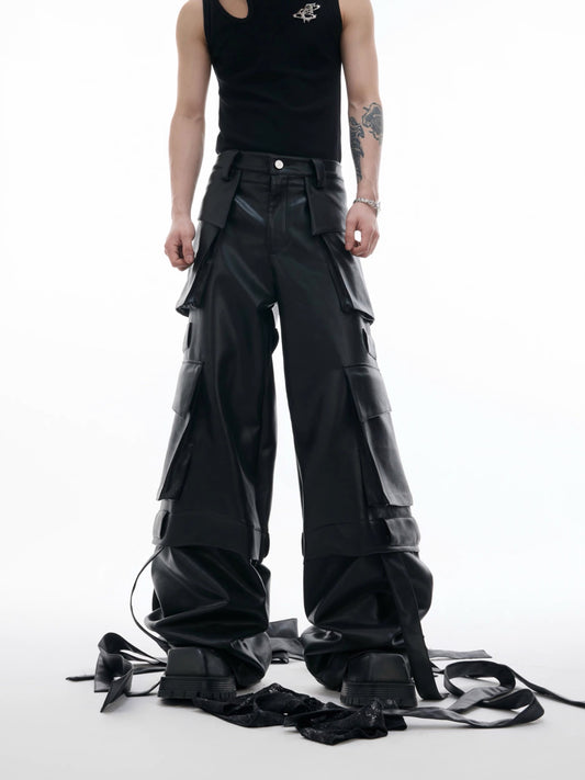 [ARGUE CULTURE] Ribbon Leather Pants