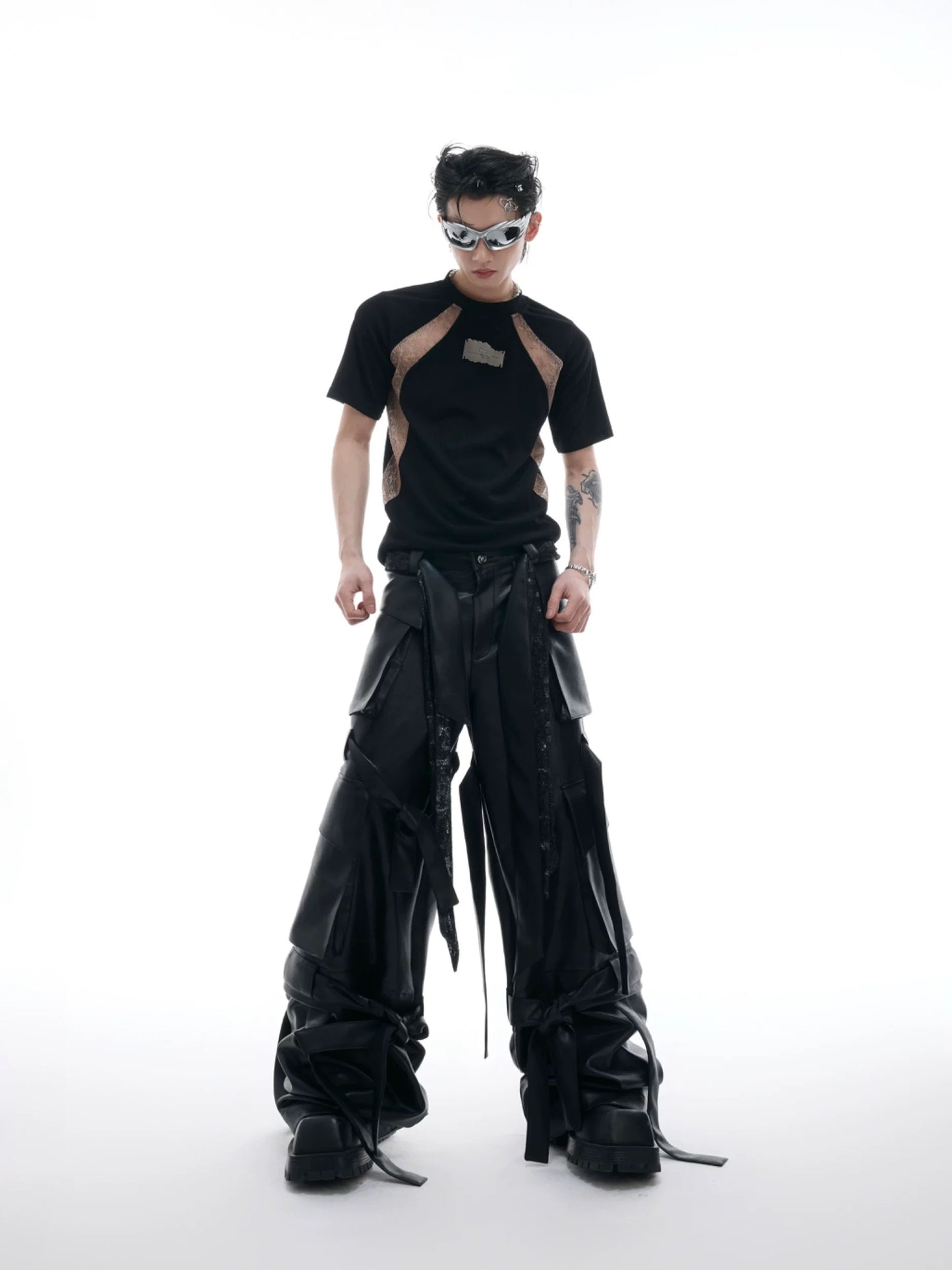 [ARGUE CULTURE] Ribbon Leather Pants