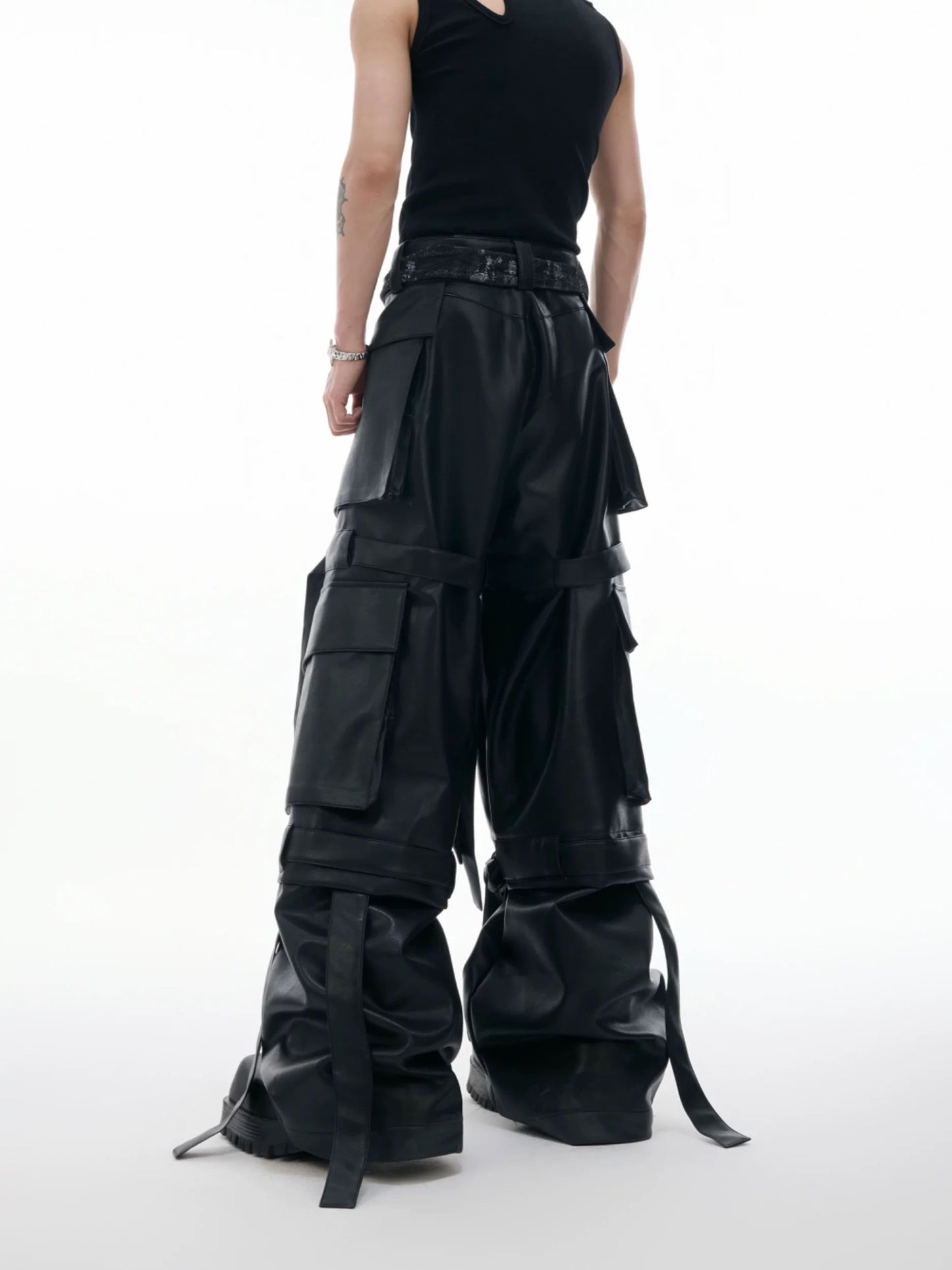 [ARGUE CULTURE] Ribbon Leather Pants