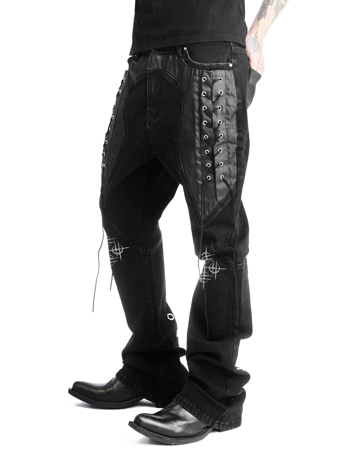 [DETW] 25SS Punk Flared Rope-Drawing Jeans
