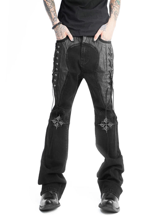 [DETW] 25SS Punk Flared Rope-Drawing Jeans