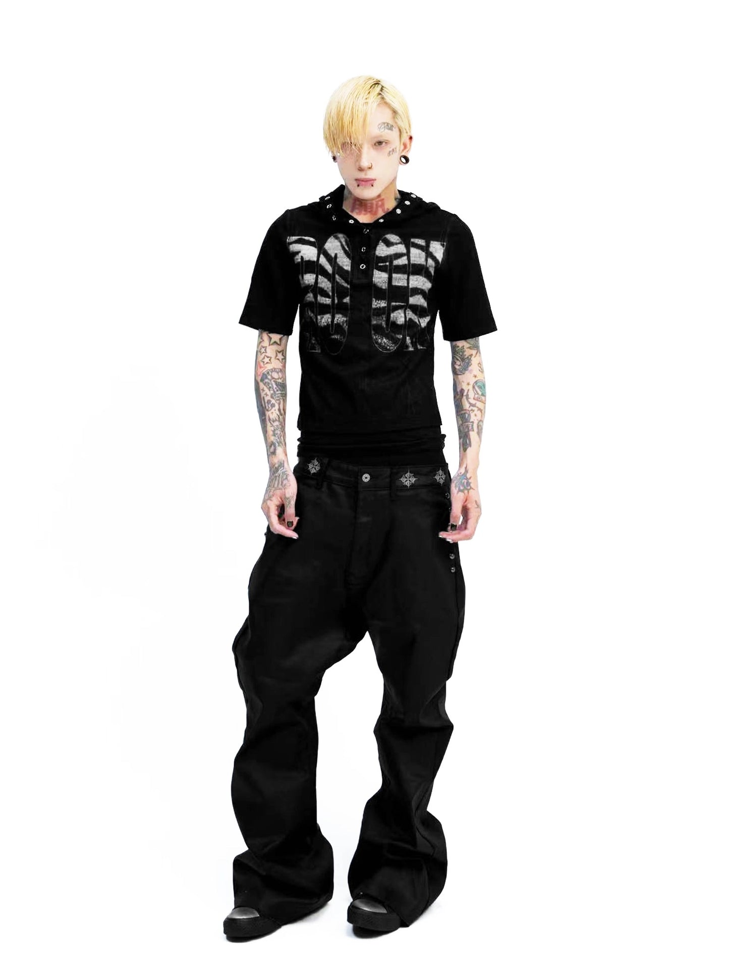 [DETW] 25SS Metal Button Hooded Tee