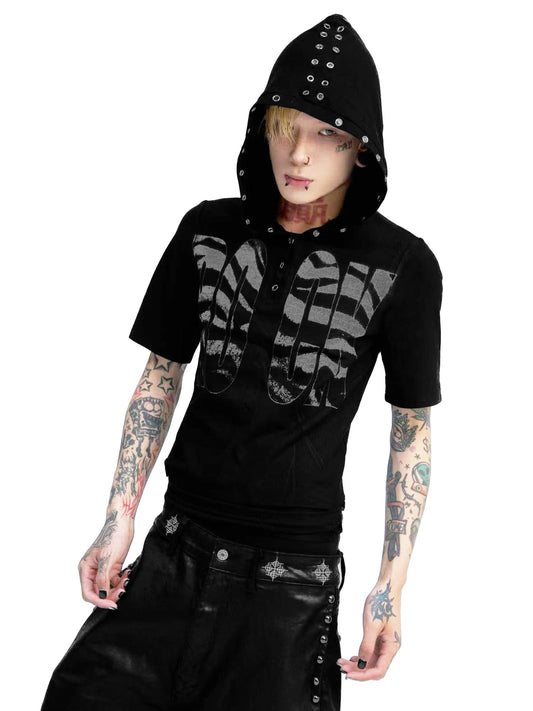 [DETW] 25SS Metal Button Hooded Tee