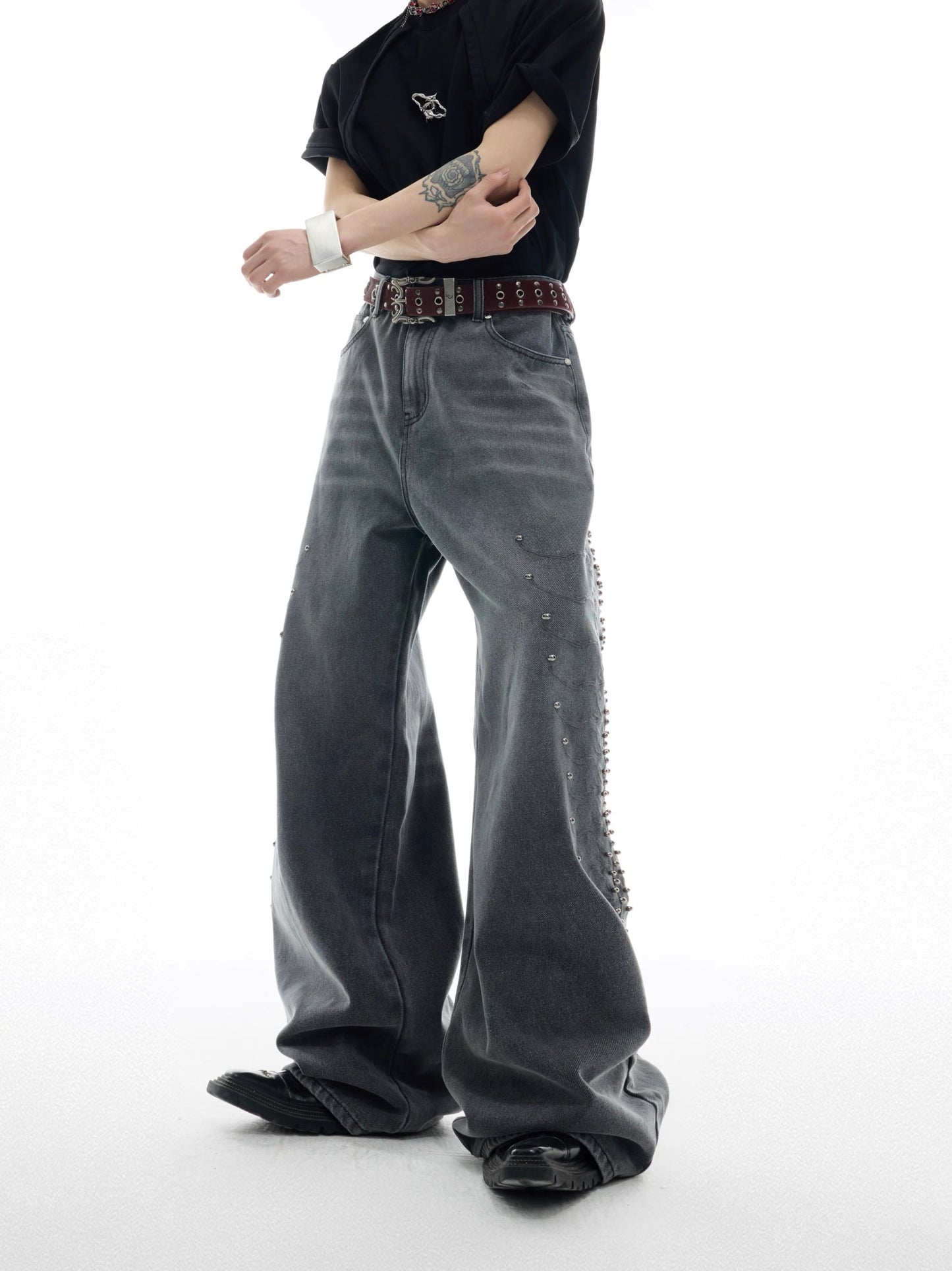 [ARGUE CULTURE] Pierced Western Baggy Jeans