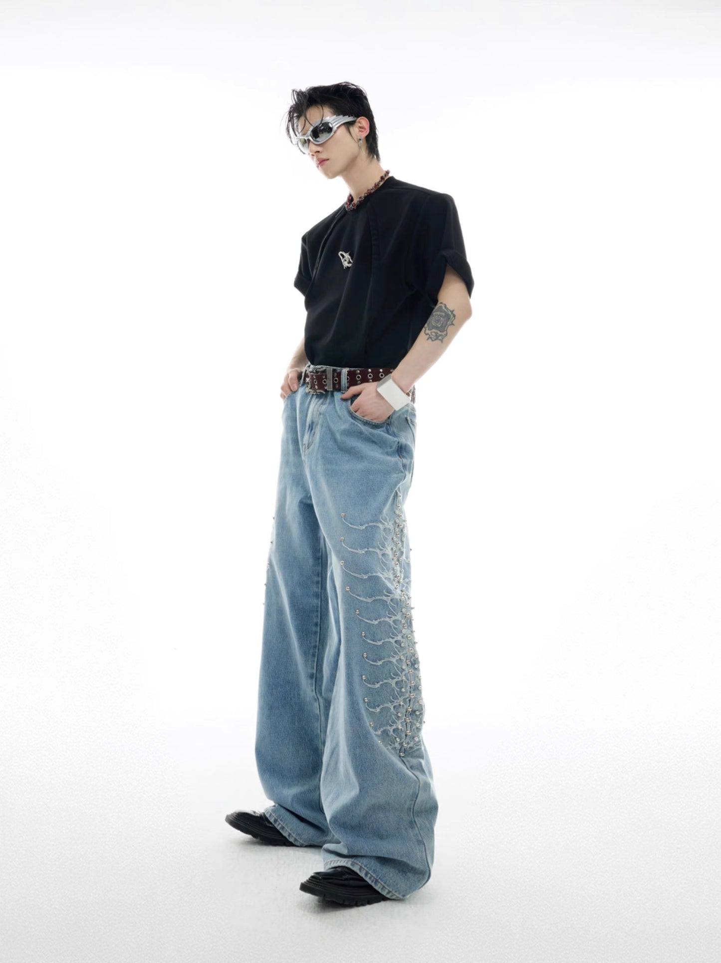 [ARGUE CULTURE] Pierced Western Baggy Jeans