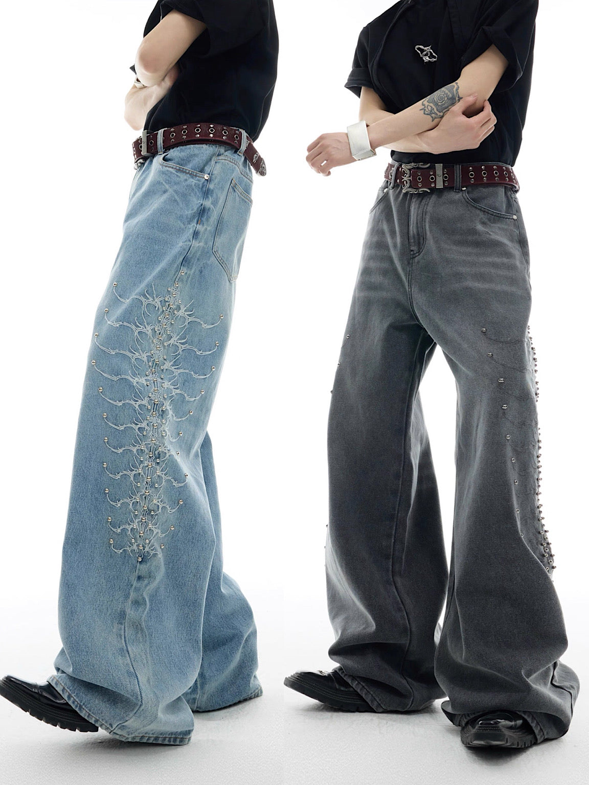 [ARGUE CULTURE] Pierced Western Baggy Jeans