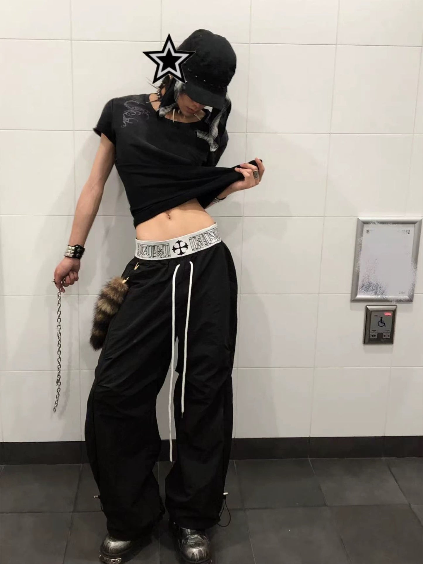 [PAIKI] Double Waist Baggy Pants