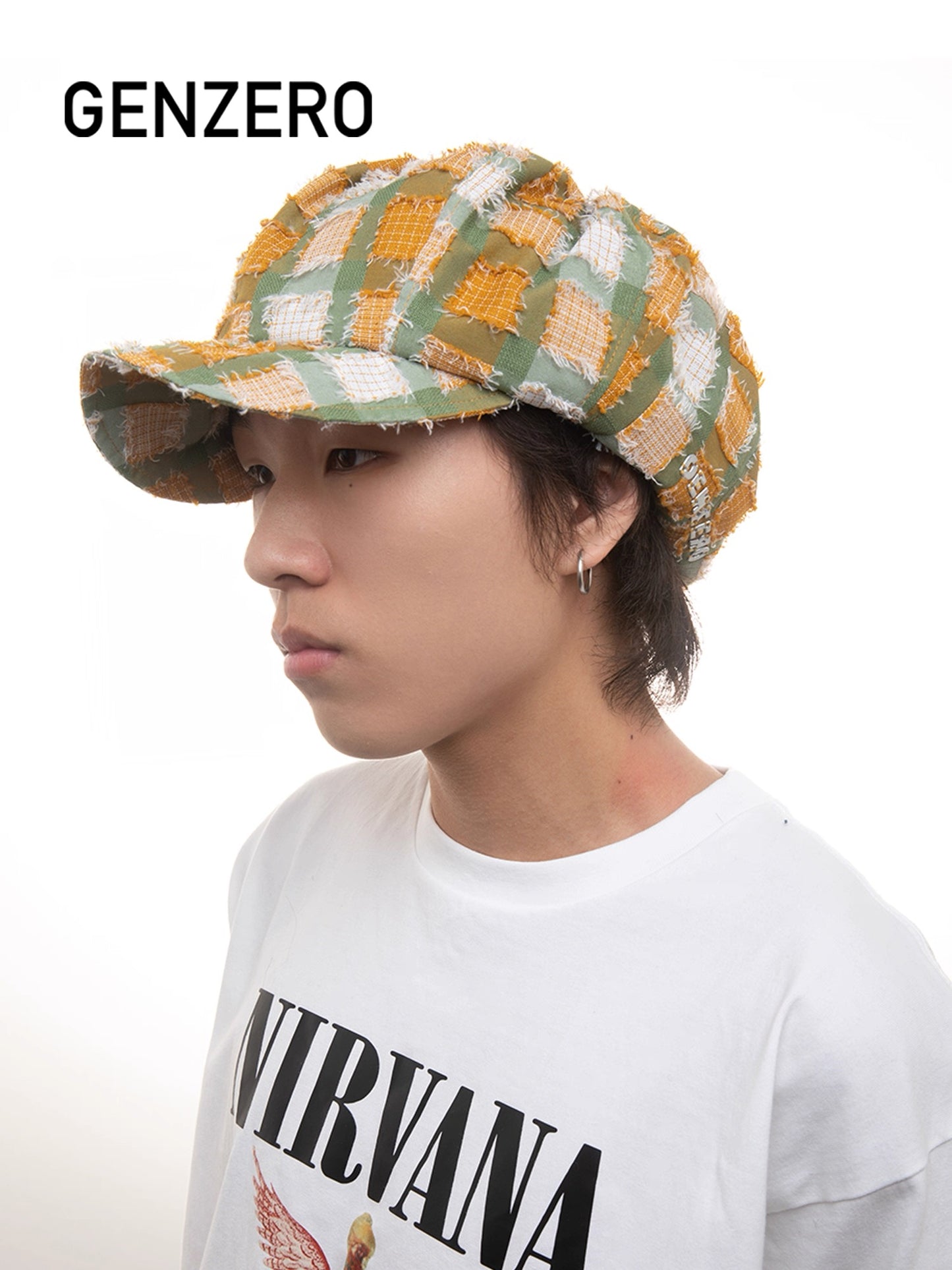 [GENZERO] Yellow&Green Plaid Beret Hat