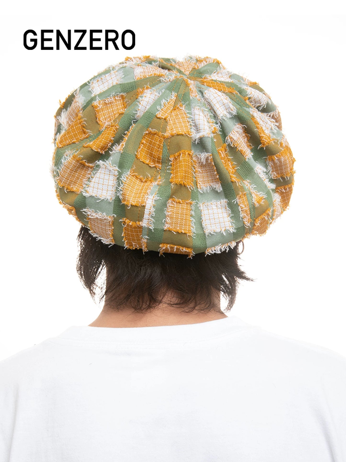 [GENZERO] Yellow&Green Plaid Beret Hat