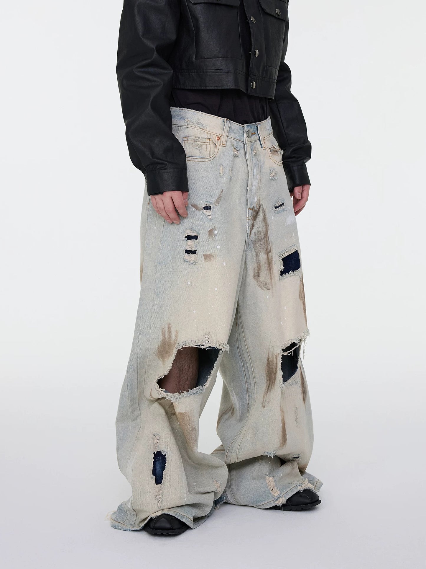 [ASTT Studio] 25SS Broken Hole Lining Baggy Jeans