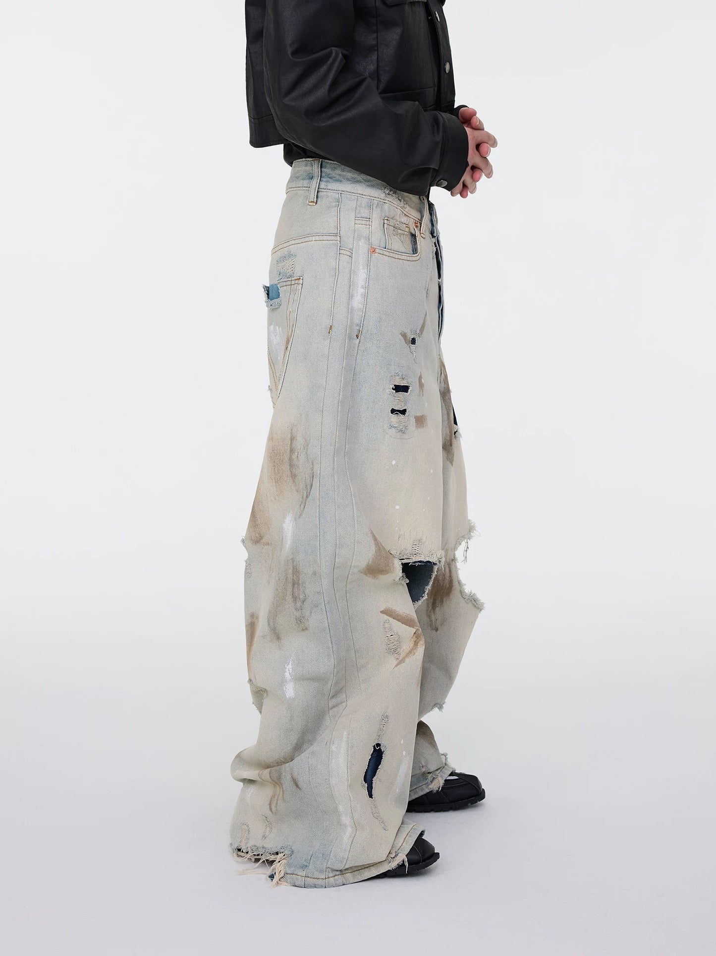 [ASTT Studio] 25SS Broken Hole Lining Baggy Jeans