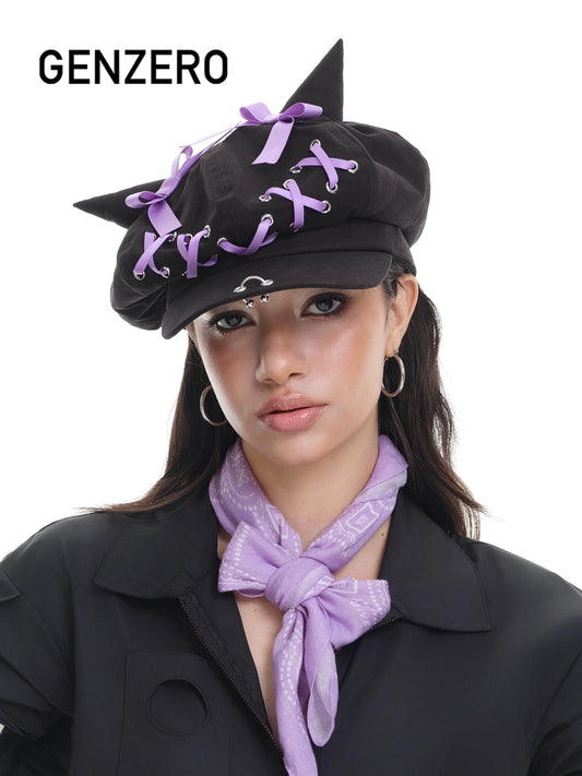[GENZERO] Purple Ribbon Hat