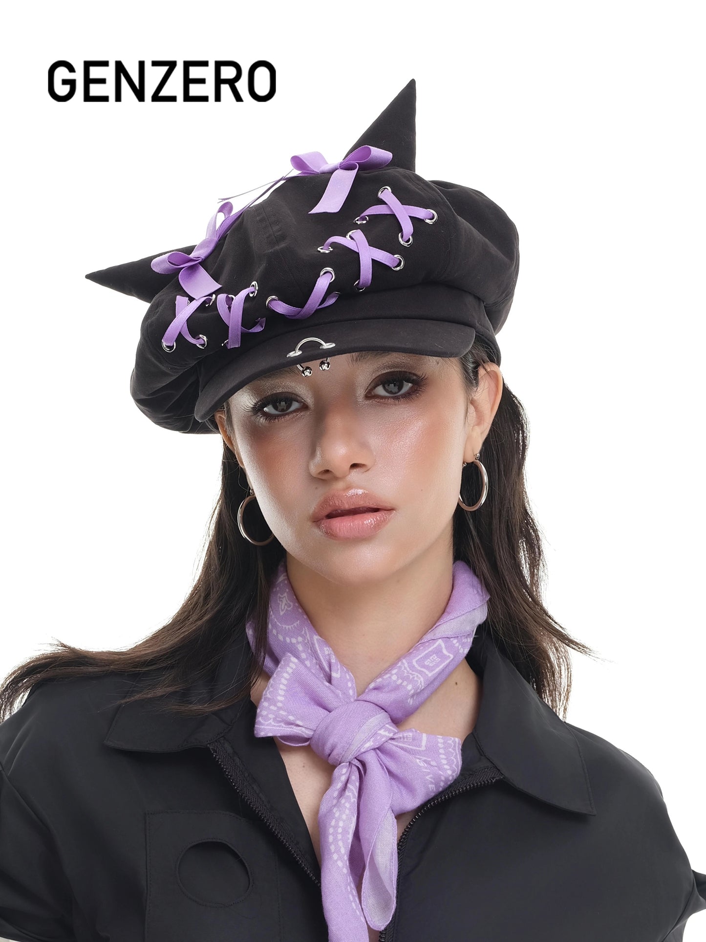 [GENZERO] Purple Ribbon Hat