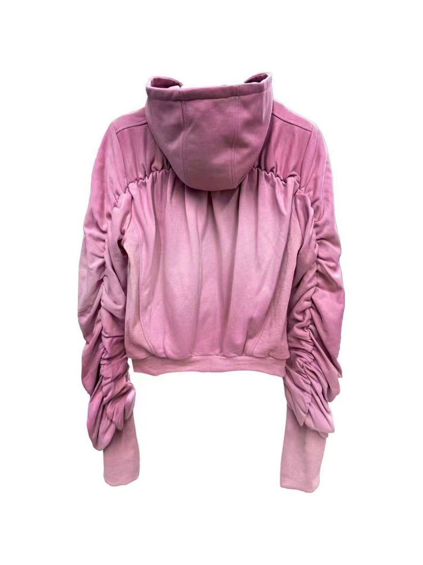 [DETW] 25AW Distressed Pink Bomber Design Zip Jacket